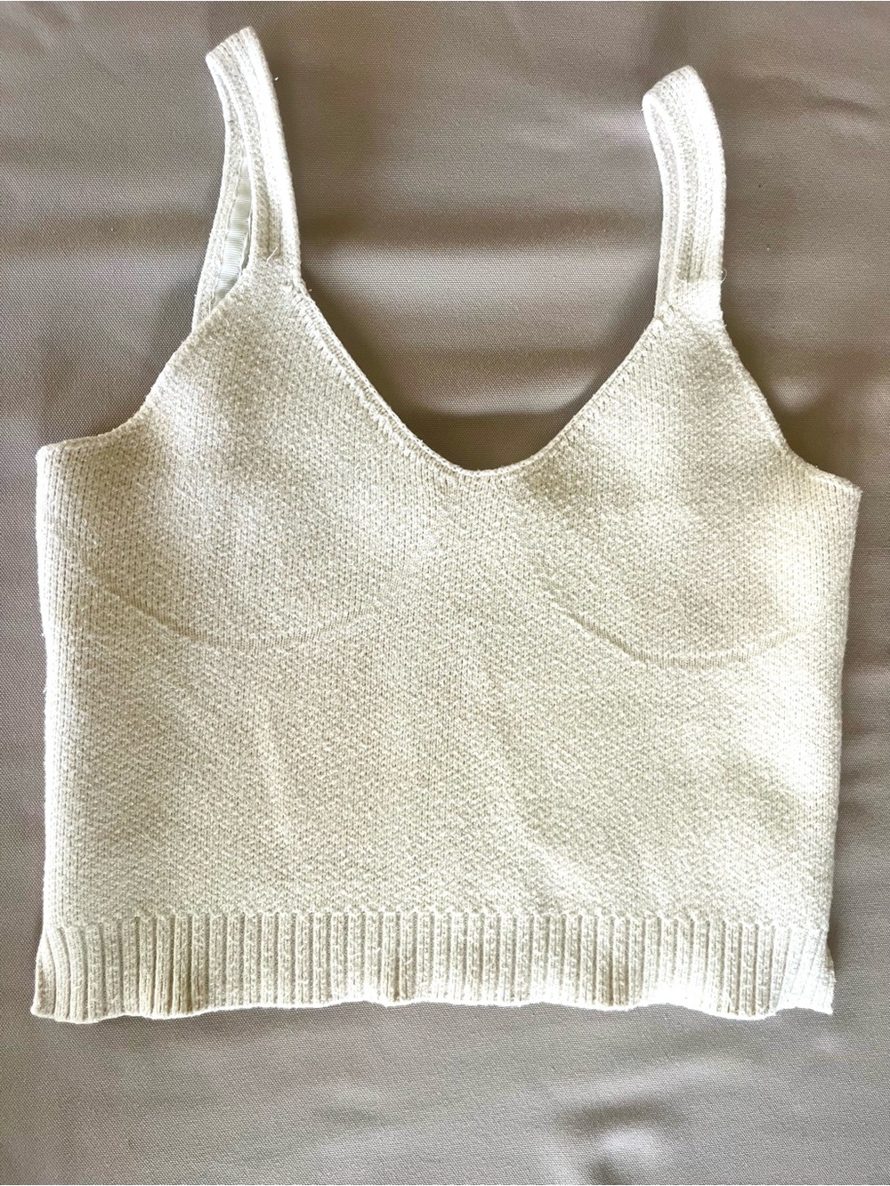 Zara Cream Knit Sleeveless Cropped Sweater | Size Small